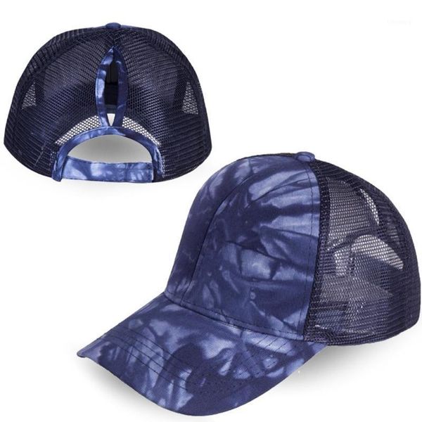 

tie-dye print ponytail messy buns trucker plain baseball visor cap hat baseball cap women adjustable ponytail mesh snap1, Black