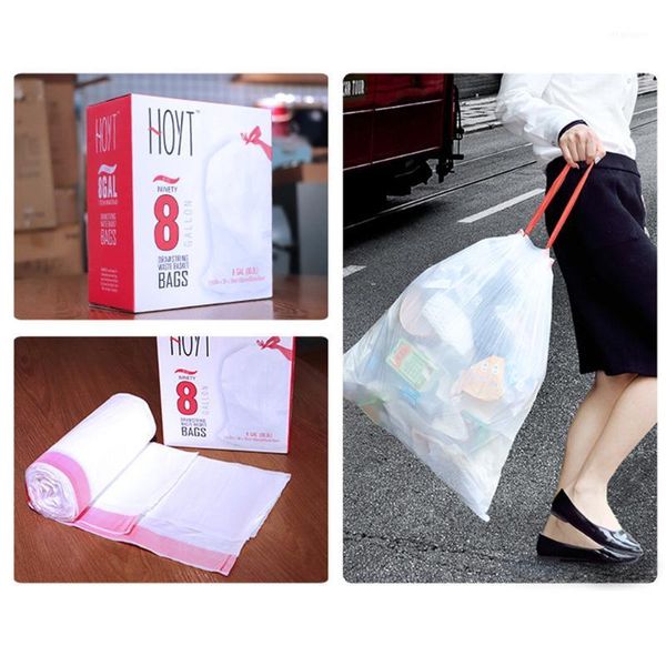 

90pcs drawstring handle extraction household thickened plastic garbage bags1