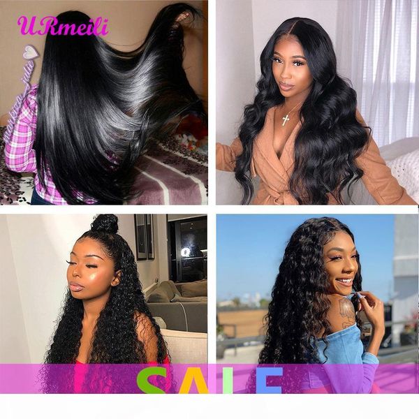 

urmeili body wave bundles with closure raw virgin straight kinky curly deep wave loose wave indian hair 4 bundles with closure remy hair, Black;brown