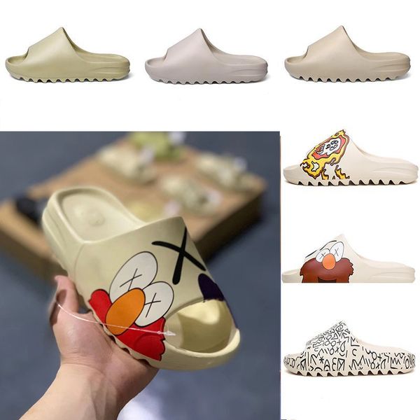 

2021 sandals slides graffiti bone resin desert sand rubber slippers summer brown flat men women beach foam runner size 36-45, Black