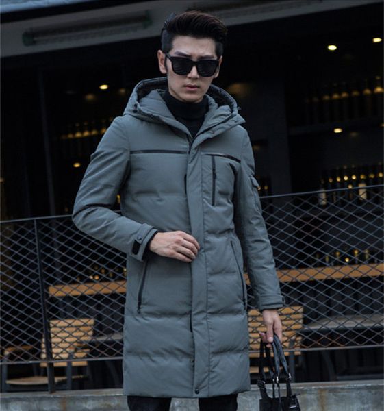 

2021 new white duck down fashion in winter hood parkas thick men jackets solid men's jacket wxf519 96fm, Black