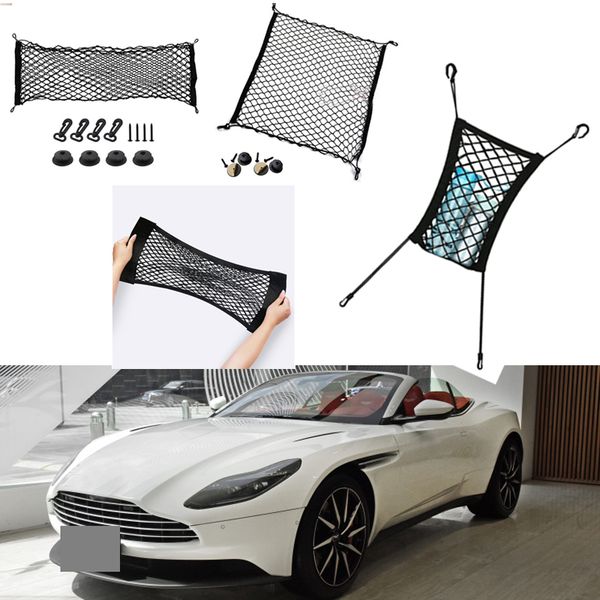 

for aston martin db11 car auto vehicle black rear trunk cargo baggage organizer storage vertical nylon plain seat net