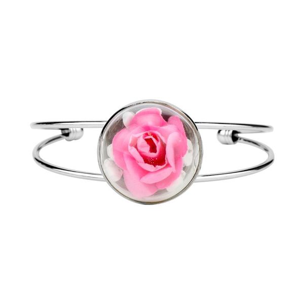 

charm bracelets 2021 vintage rose glass flower magic bracelet fashion copper bangles valentine's day gift -25, Golden;silver