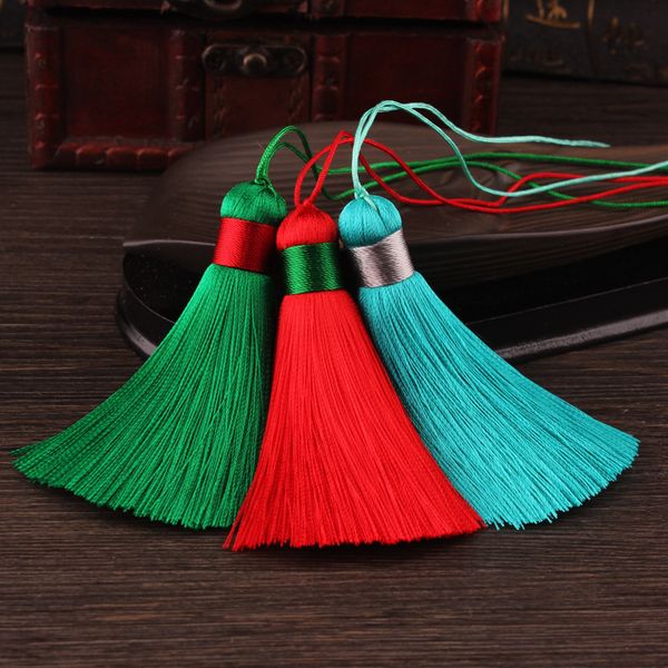 

ice 4cm tassel 10pcs silk mix charm color pendant for women earrings men keychain diy jewelry findings, Silver