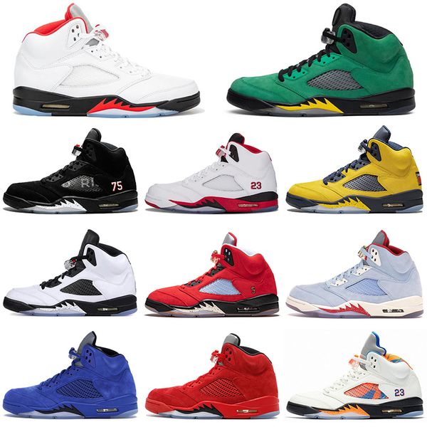 

jumpman 5 5s men basketball shoes fire red suede michigan black pro star white cement mens trainers sports sneakers size 7-13