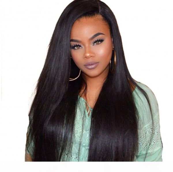 

lace front human hair wigs for black women brazilian straight wig with baby hair 130% density lace wig, Black;brown