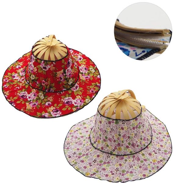 

outdoor hats bamboo foldable fan hat outdoors anti-uv sun protective cap for travelling, Black;white