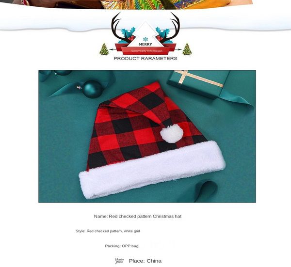 

explosion style happy new year christmas hat solid color plaid cloth high end hat size christmas decoration hat 50 wmtfjn