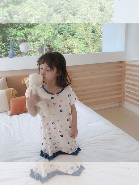 

comfortable drs nightdrs summer flower girls lovely home cloth 3-8 years old children's wear il7a, Blue;red