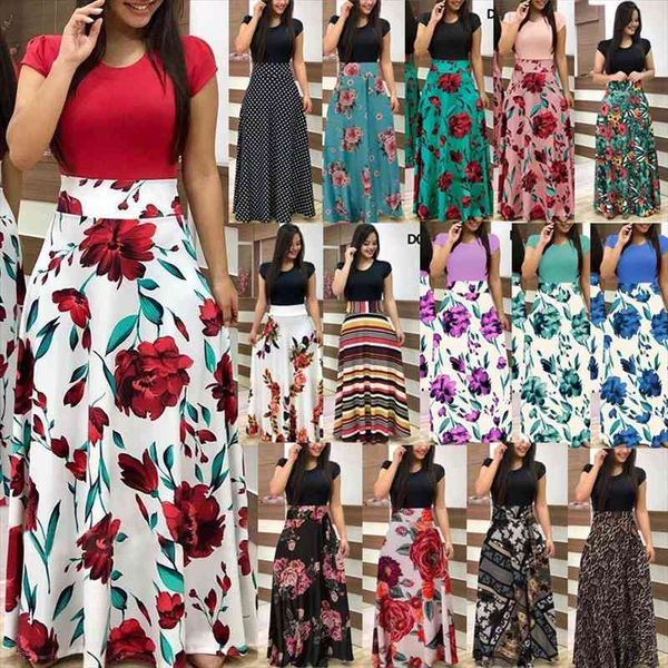 

womens summer flower print long banquet dress plus size party dress elegant female long large size 4xl 5xl, Black;gray