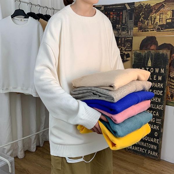 

oversized mens sweaters fashion autumn solid knitted sweater for man full sleeve pullove men clothing 2020 o-neck1, White;black