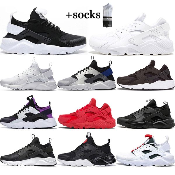 

with socks 2021 white dot huarache 4.0 iv 1.0 running shoes triple black men women huaraches sports sneakers eur 36-45, White;red