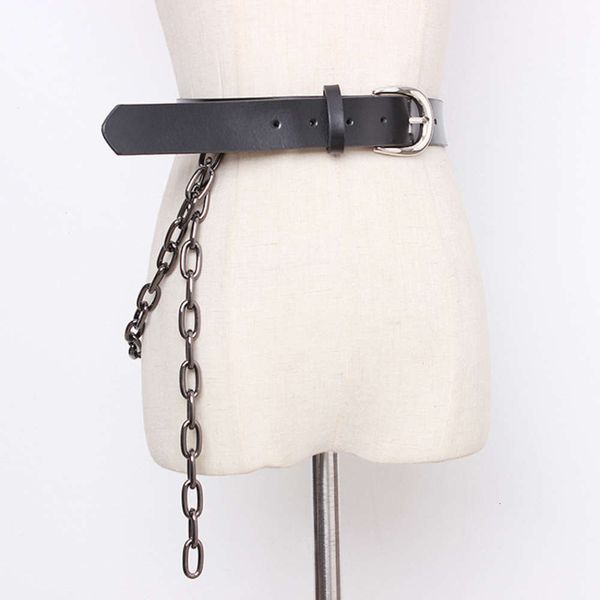 

new dark black 2020 concave heavy metal chain belt, Black;brown