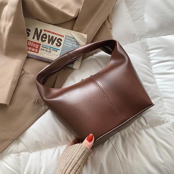 

simple luxury solid color pu leather tote bags for women 2020 female fashion zipper handbags and purses