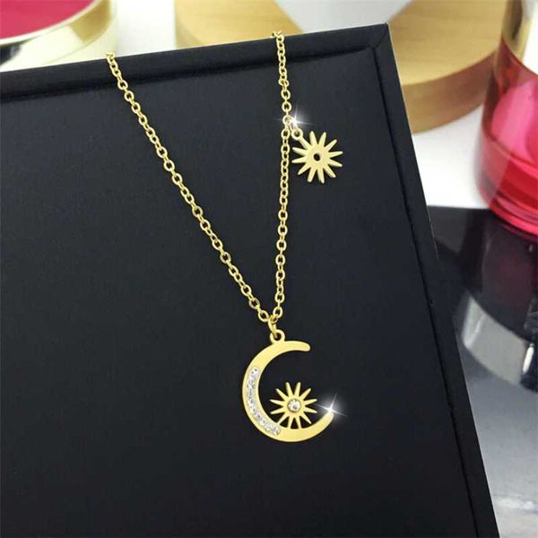 

chains fashion simple star moon charm necklace delicate clavicle chain zircon for women jewelry party gifts, Silver