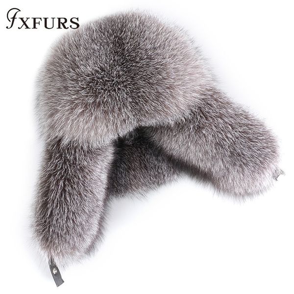 

winter men raccoon fur hats silver fox fair caps leifeng black fox hatska russian leather bomber hats trapper earflap caps male y200110, Blue;gray