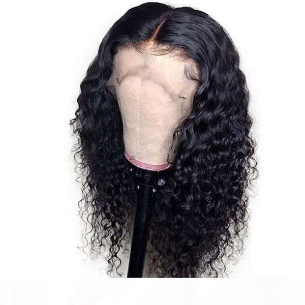 

deep curly 360 lace frontal wig pre plucked with baby hair can do ponytail 130% density 8-22inch human hair wigs for black women, Black;brown