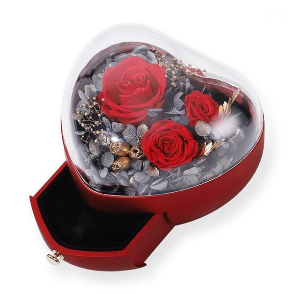 

2021 handmade forever rose jewelry gift box immortal preserved blossom case romantic gifts for valentine's day anniversary1