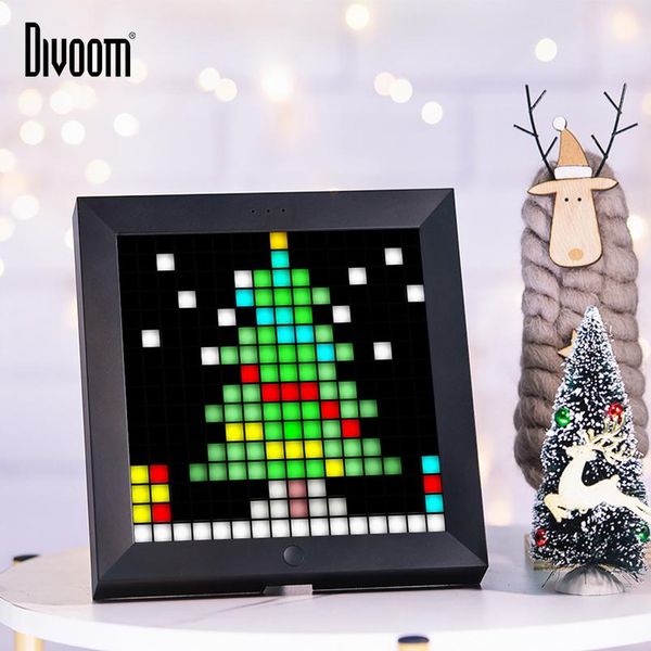 

divom pixoo digital photo photo frame alarm clock с pixel art программируемый светодиодный дисплей, неоновый знак света для рождественского