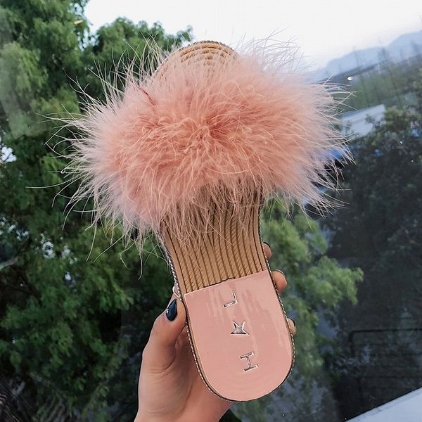 

new spring summer home cotton plush slippers women indoor\ floor flat shoes plush furry summer flats sweet ladies slippers y200624, Black