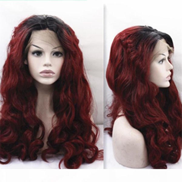 

high temperature resistant wigs ombre body wave synthetic wig synthetic hair lace front wigs for women, Black