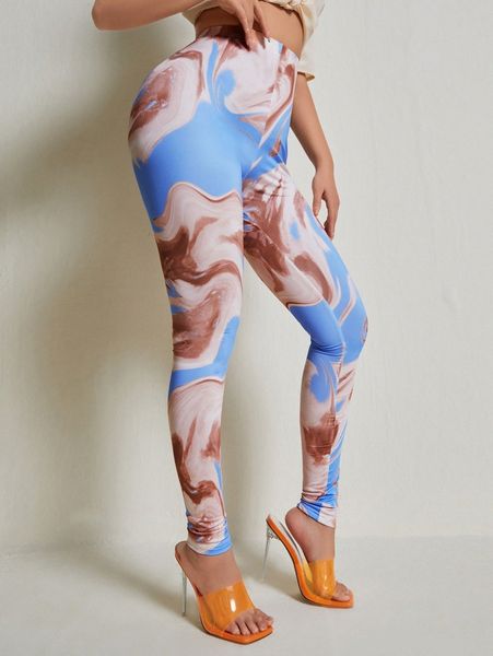 

sxy marble print high waist leggings 87hq#, Black