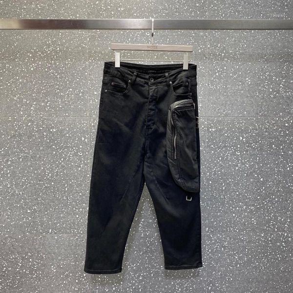 

men's jeans men low crotch calf length stretchy wax black side pocket1, Blue
