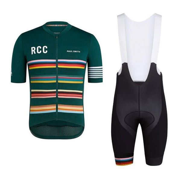 Road Bike Cycling Roupa Rapha RCC Manga Curta Manga Jersey Set Biking Roupas MTB Equipe Uniforme 2021 Verão Ropa Ciclismo Y21030809