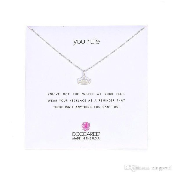 

card crown with dogeared gold silver choker necklaces pendant necklace for fashion women jewelry you rule