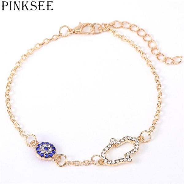 

pinksee luxury chain link bracelet for women turkish rhinestone flower with rhinestone shining bracelet jewelry, Black
