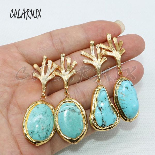 

dangle & chandelier 5 pairs blue stone earrings druzy gems jewelry for women gift 4970, Silver