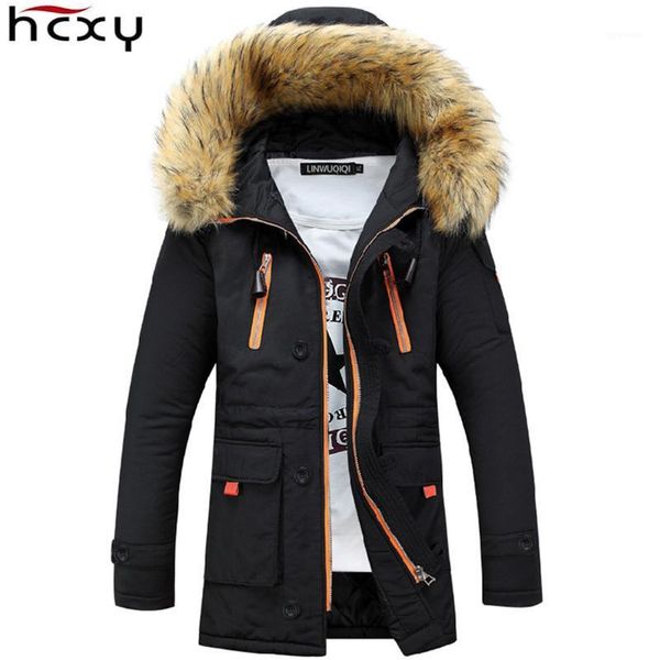 

hcxy men's winter down jacket for men parka man warm clothes male hooded winter coat hooded windbreaker fur hoodies fit 4xl1, Tan;black