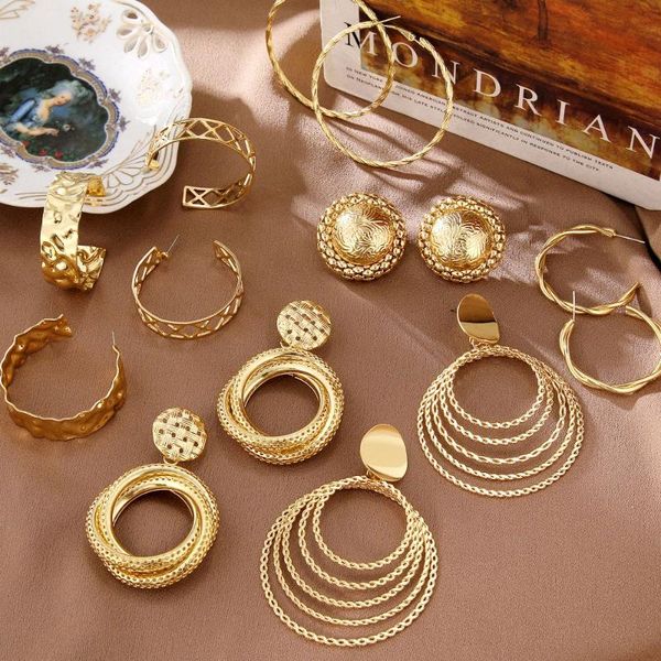 

IFMIA Minimalist Gold Metal Geometric Round Big Earrings For Women Girl Charm Wedding Hoop Earrings Large Circle Bridal Jewelry, Golden;silver