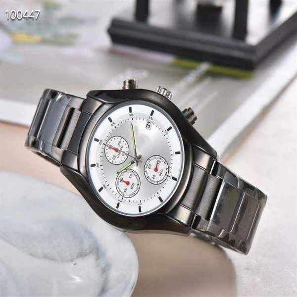 

310 chronograph working stainless steel mens watches for man multifunction fashion casual quartz watche, Slivery;brown