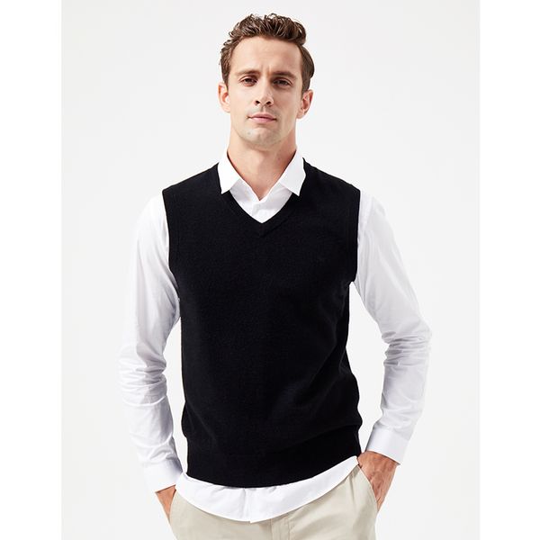 

outer wear men's cashmere vest, White;black