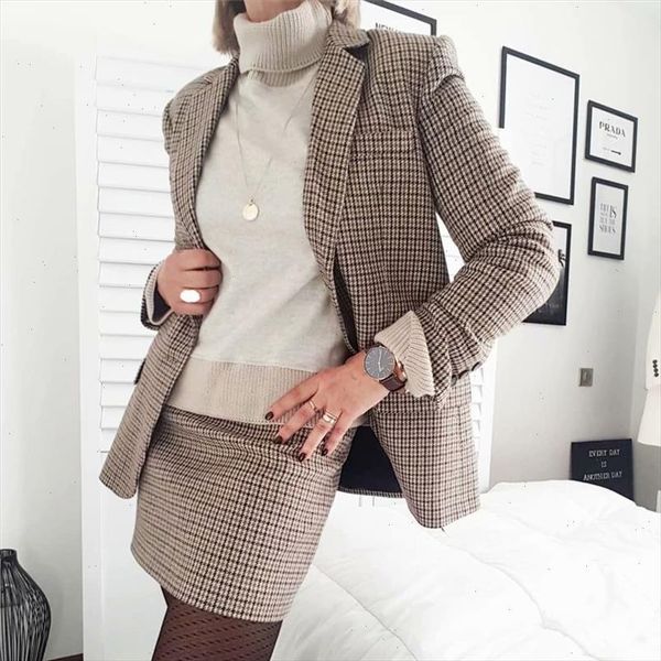 

elegant plaid mini skirt faldas mujer back zipper office wear female casual stylish 2021 spring a line skirts, Black