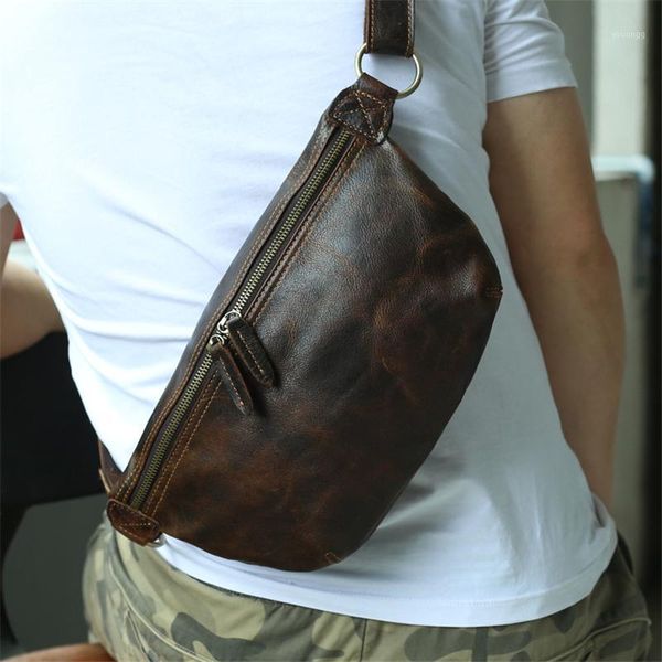 

waist bags real leather men shoulder crossbody handbag genuine bag black brown fanny pack travel accessories1