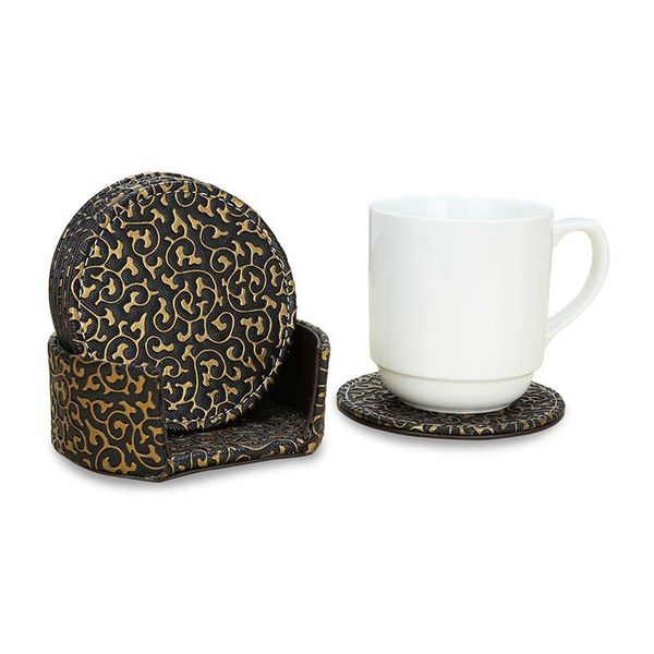 

7 of leather cup mat set exquisite heat insulation meal pad pu creative tea cup mat placemat for dining h wmtxpy