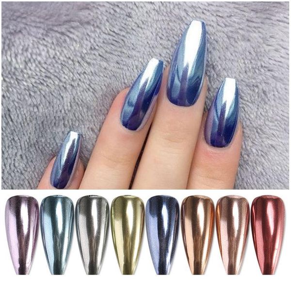 

1 box nail mirror glitter powder metallic color nail art uv gel polishing chrome flakes pigment dust dec jllayd, Silver;gold