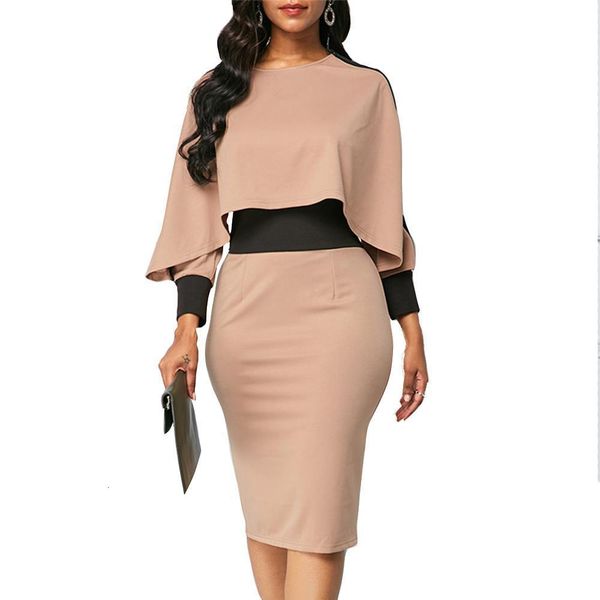 

elegant vintage split patchwork bodycon dresses women 2021 summer autumn casual slim office party dress plus size 5xl, Black;gray