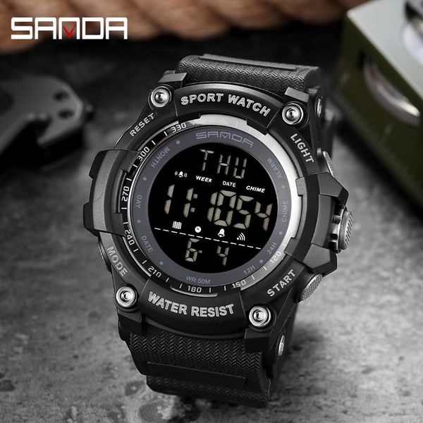 

sanda brand waterproof digital watch men sport watches electronic led male wrist watch for men clock military army wristwatch bbylpe, Silver