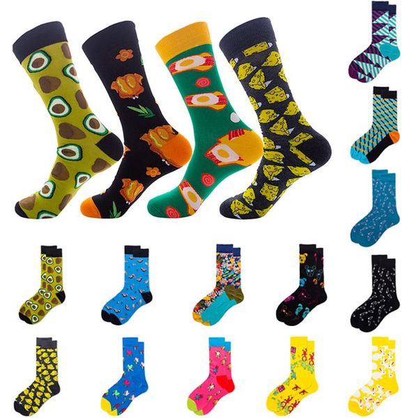 

fashion hip hop cartoon men socks animal fruit personality skateboard breathable happy funny socks harajuku, Black