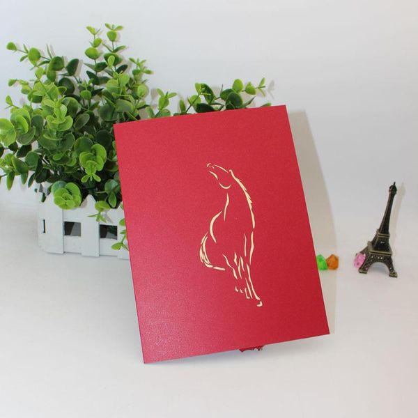 

3d лазерная вырезать ручной работы искусство каллиграфии красочные галопирование лошадь бумаги пригласительные открытки открытки бизнес пода