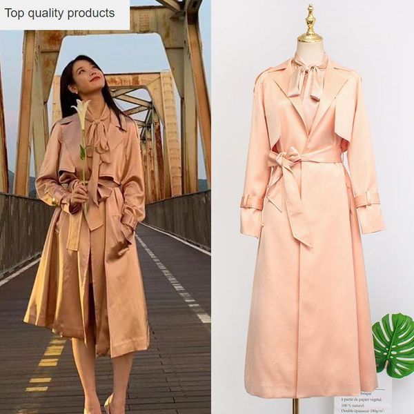 

korean iu del l long trench coat female fashion women's raincoat 2020 autumn women windbreaker woman clothes shirt moda1, Tan;black