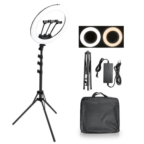 

18 inch 45cm selfie ring light led studio lighting 3200-5600k ring lamps with stand tripod 210cm for video ringlight 65w