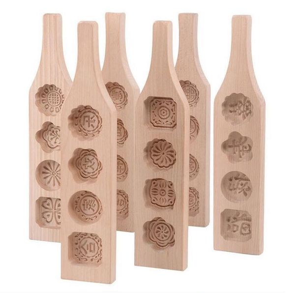 

moon cake mold diy homemade mooncake maker wooden 4 flowers fondant mousse cookies mould pastry baking decorating tools dhc3592