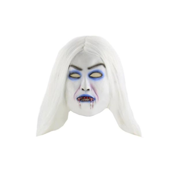 

white-haired bleeding witch mask halloween and christmas performance props latex horror funny ghost soft mask headgear