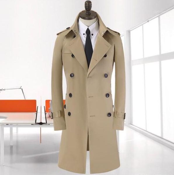 

men's trench coats spring business slim long coat men autumn fashion casual double breasted mens overcoat plus size 8xl 9xl1, Tan;black
