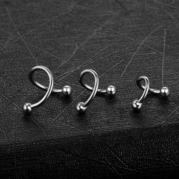 2 pçs/lote Espiral Twisted Ear Helix Cartilage Steel Brincos Double Screw Balls 16g Labret Piercing Rings Nose Pircing Body Jewelry Q jllRCv