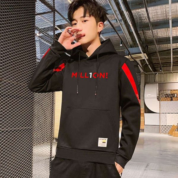 

casual 2020 new spring hooded sports sweater long sleeve pullover fashion printed hoodie men's coat, Gray